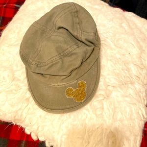 Walt Disney world adult distressed  army green cap used  good condition